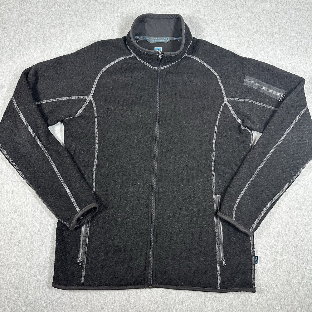 Kuhl Men's Alfpaca Fleece Full Zip Sweatshirt Medium Black Hiking Outdoors